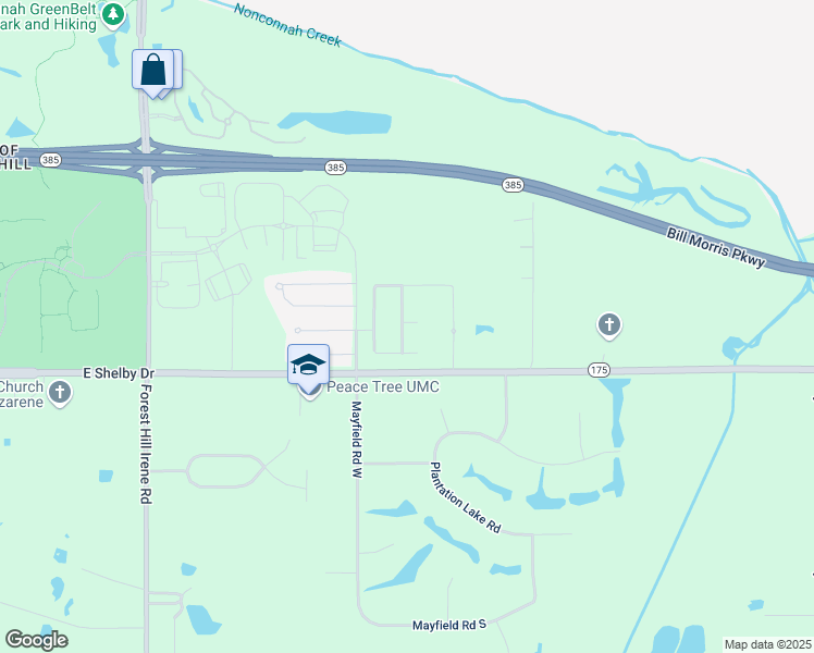 map of restaurants, bars, coffee shops, grocery stores, and more near 9403 Barkley Cove in Collierville