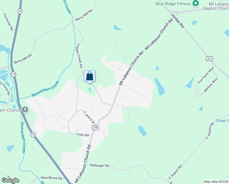 map of restaurants, bars, coffee shops, grocery stores, and more near 361 Mount Lebanon Church Road in Greer