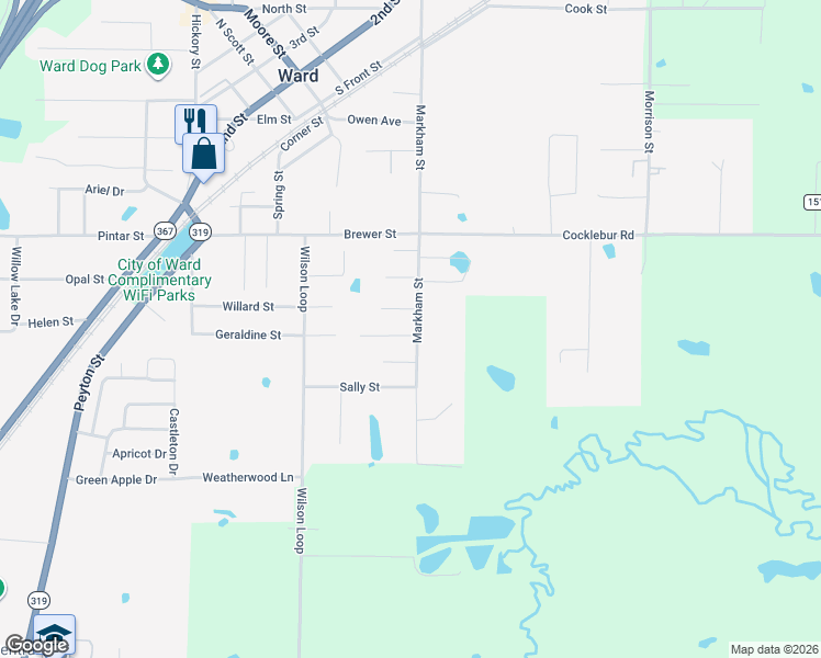 map of restaurants, bars, coffee shops, grocery stores, and more near 815 Markham Street in Ward