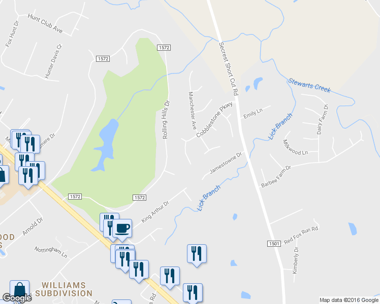 map of restaurants, bars, coffee shops, grocery stores, and more near 3014 Rochester Court in Monroe