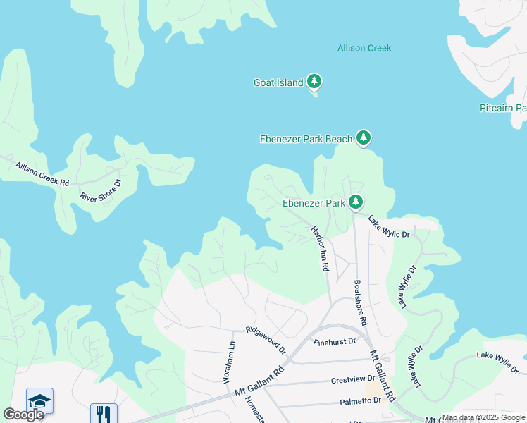 map of restaurants, bars, coffee shops, grocery stores, and more near 4475 Harbor Inn Road in Rock Hill