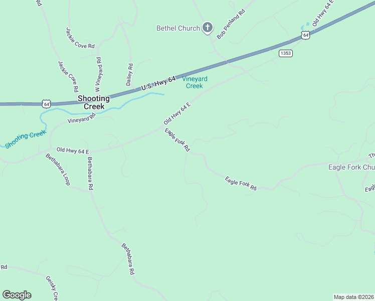 map of restaurants, bars, coffee shops, grocery stores, and more near 186 Eagle Fork Road in Hayesville