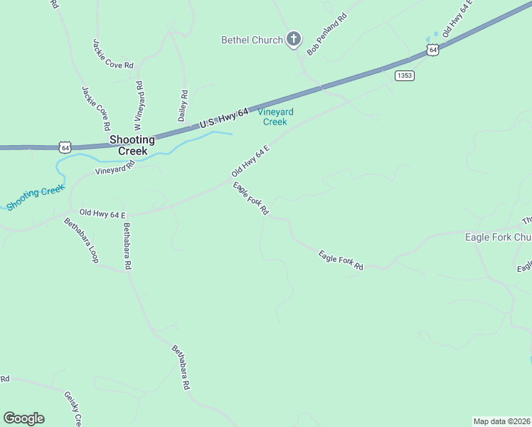 map of restaurants, bars, coffee shops, grocery stores, and more near 186 Eagle Fork Road in Hayesville
