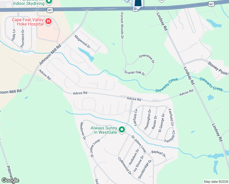 map of restaurants, bars, coffee shops, grocery stores, and more near 767 Adcox Road in Raeford
