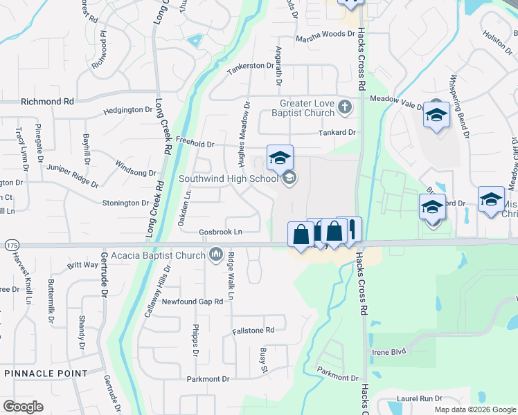map of restaurants, bars, coffee shops, grocery stores, and more near 4624 Sweet Whisper Lane in Memphis