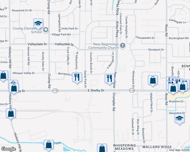 map of restaurants, bars, coffee shops, grocery stores, and more near 6354 Amanda Oaks Circle North in Memphis