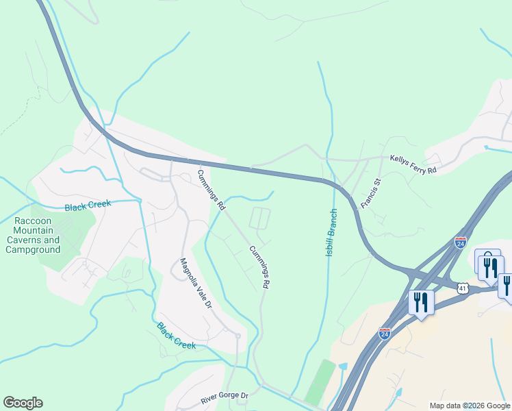 map of restaurants, bars, coffee shops, grocery stores, and more near 4025 Carl Swafford Drive in Chattanooga