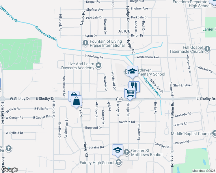map of restaurants, bars, coffee shops, grocery stores, and more near 4620 Newton Drive in Memphis