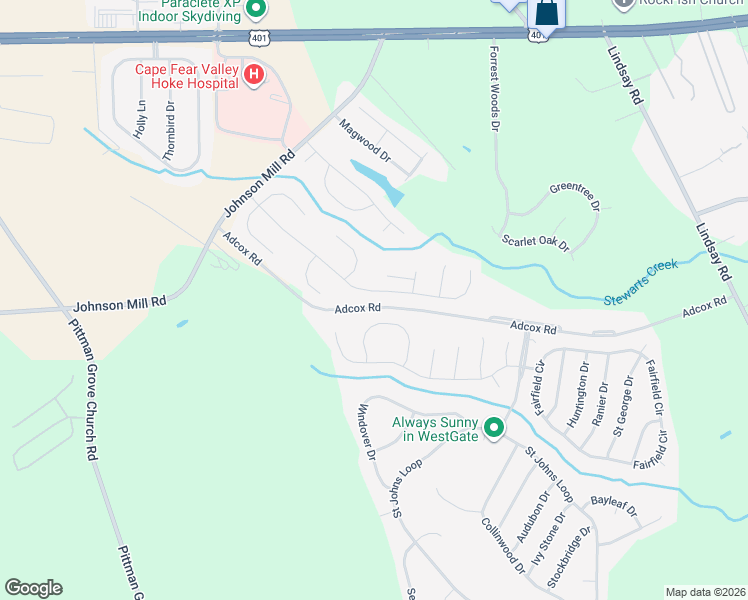 map of restaurants, bars, coffee shops, grocery stores, and more near 282 Lennox Court in Raeford