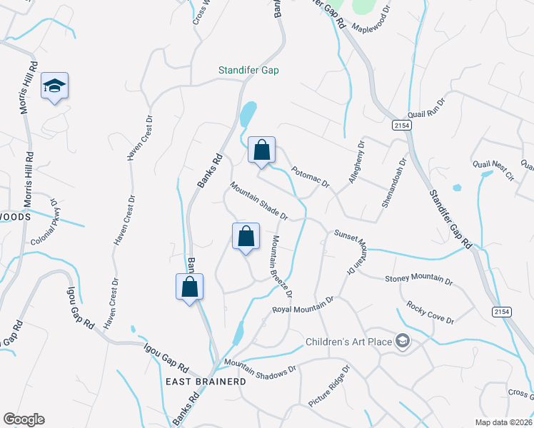 map of restaurants, bars, coffee shops, grocery stores, and more near 5644 Mountain Breeze Drive in Chattanooga