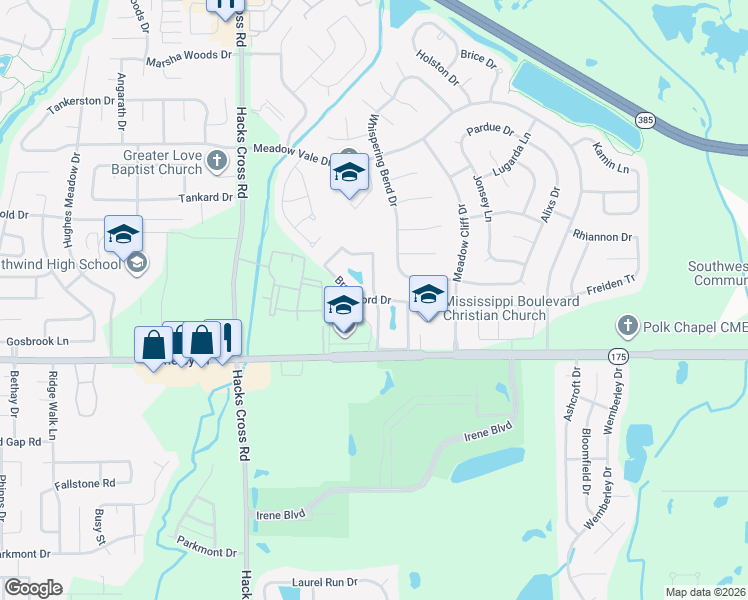 map of restaurants, bars, coffee shops, grocery stores, and more near 8210 Storr Drive in Memphis