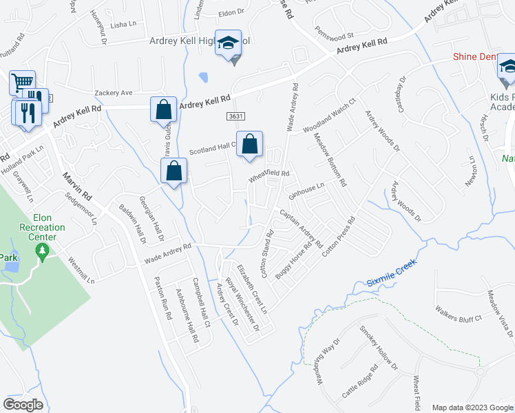 map of restaurants, bars, coffee shops, grocery stores, and more near Turkey Hill Road in Charlotte