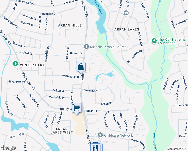 map of restaurants, bars, coffee shops, grocery stores, and more near 1736 Shiloh Drive in Fayetteville