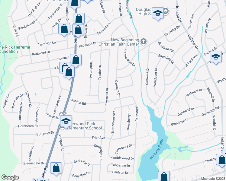 map of restaurants, bars, coffee shops, grocery stores, and more near 4799 Cheltenham Road in Fayetteville
