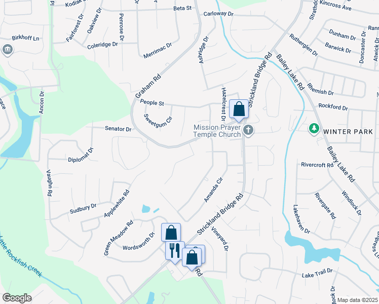 map of restaurants, bars, coffee shops, grocery stores, and more near 6502 Sprucewood Road in Fayetteville