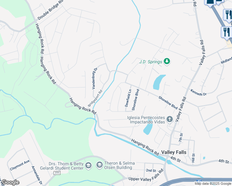 map of restaurants, bars, coffee shops, grocery stores, and more near 734 Maya Street in Boiling Springs