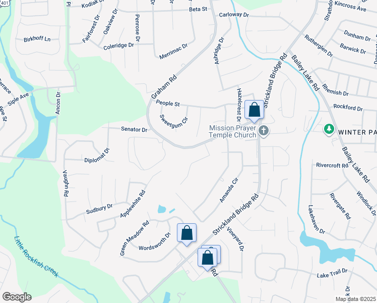 map of restaurants, bars, coffee shops, grocery stores, and more near 2520 Graham Road in Fayetteville