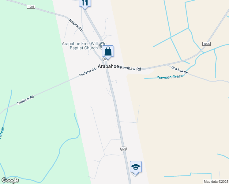 map of restaurants, bars, coffee shops, grocery stores, and more near 8315 North Carolina 306 in Arapahoe
