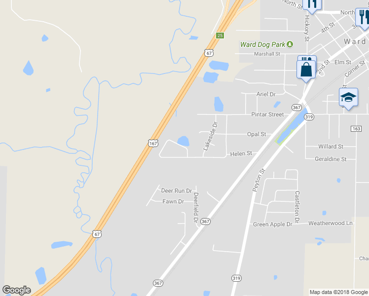 map of restaurants, bars, coffee shops, grocery stores, and more near 112 Willow Lake Drive in Ward