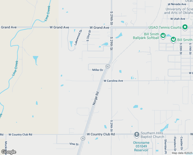 map of restaurants, bars, coffee shops, grocery stores, and more near 43 Miller Drive in Chickasha