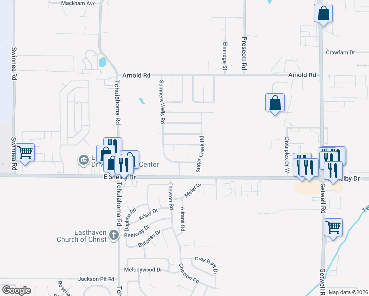 map of restaurants, bars, coffee shops, grocery stores, and more near 3447 Dobbin Ferry Avenue in Memphis