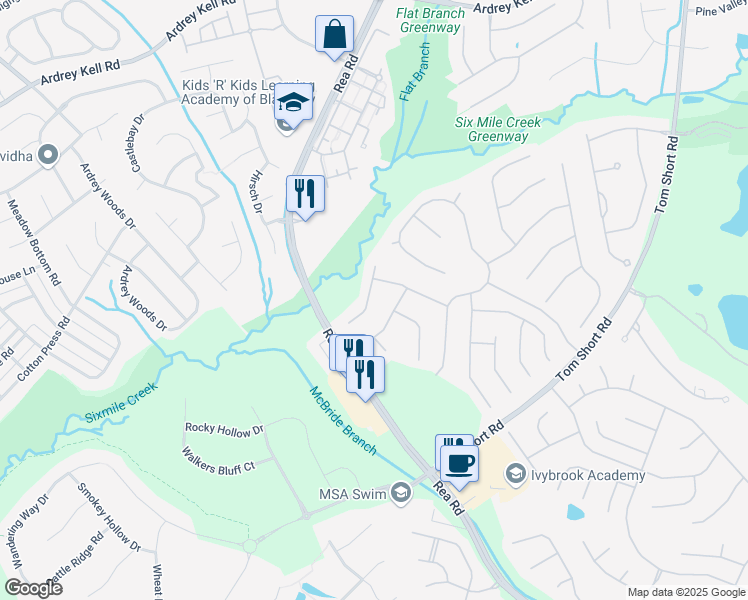 map of restaurants, bars, coffee shops, grocery stores, and more near 8907 Waltham Forest Court in Waxhaw