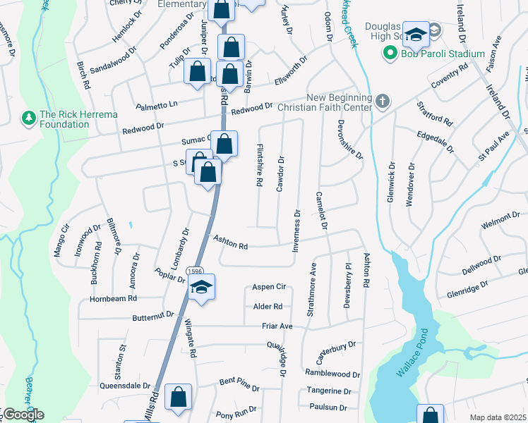 map of restaurants, bars, coffee shops, grocery stores, and more near 1809 Flintshire Road in Fayetteville
