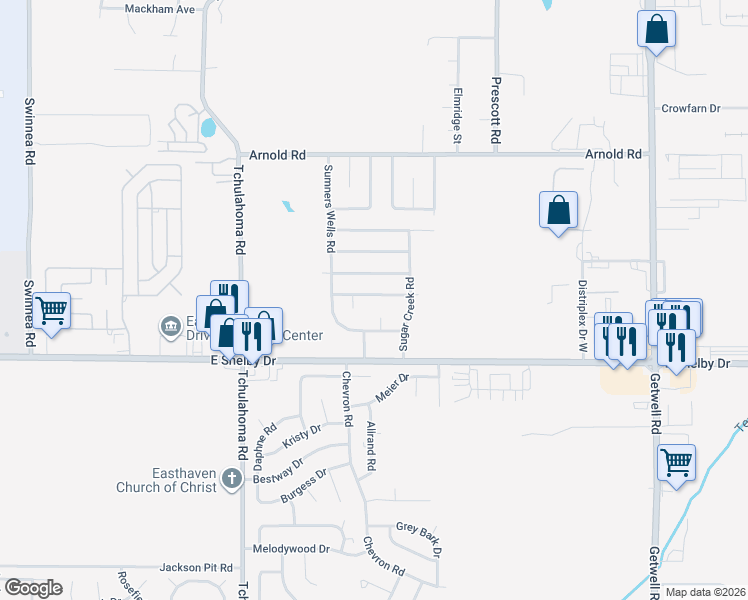 map of restaurants, bars, coffee shops, grocery stores, and more near 3447 Dobbin Ferry Avenue in Memphis