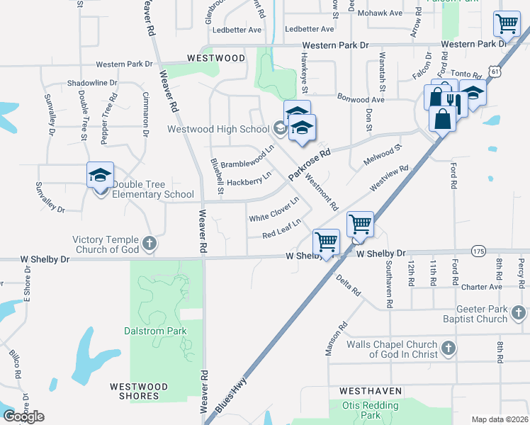 map of restaurants, bars, coffee shops, grocery stores, and more near 863 Parkrose Avenue in Memphis