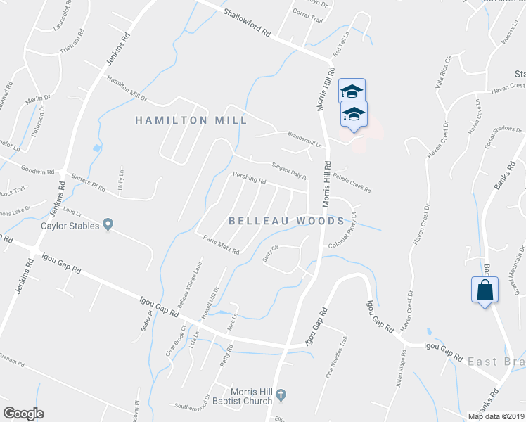 map of restaurants, bars, coffee shops, grocery stores, and more near 2343 Gibbons Road in Chattanooga