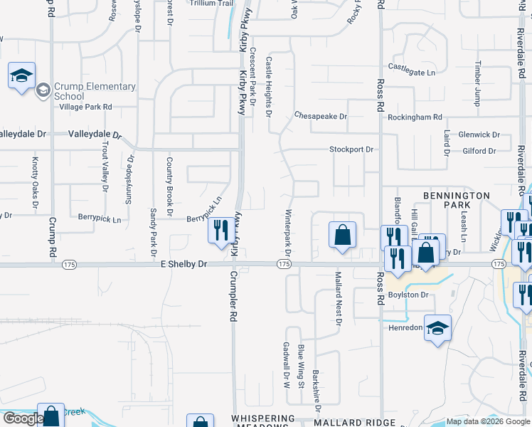 map of restaurants, bars, coffee shops, grocery stores, and more near 4583 Summer Creek East in Memphis