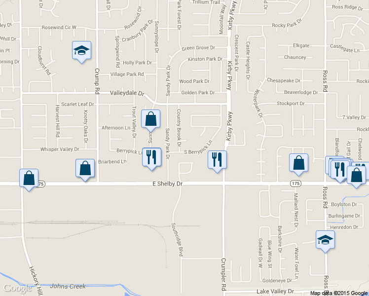 map of restaurants, bars, coffee shops, grocery stores, and more near 6350 Wind Ridge Cove in Memphis