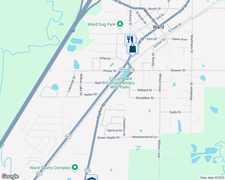 map of restaurants, bars, coffee shops, grocery stores, and more near 310 Peyton Street in Ward