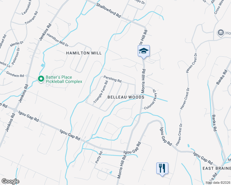 map of restaurants, bars, coffee shops, grocery stores, and more near 2343 Gibbons Road in Chattanooga