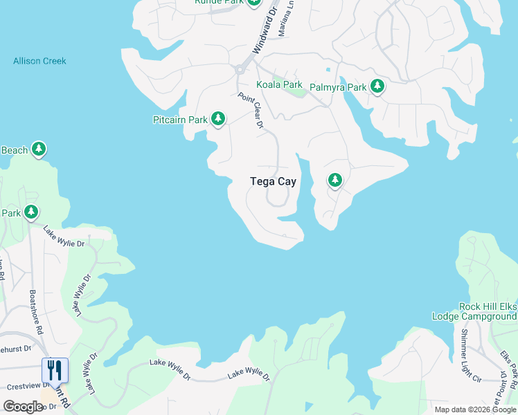 map of restaurants, bars, coffee shops, grocery stores, and more near 19019 Kailua Circle in Fort Mill