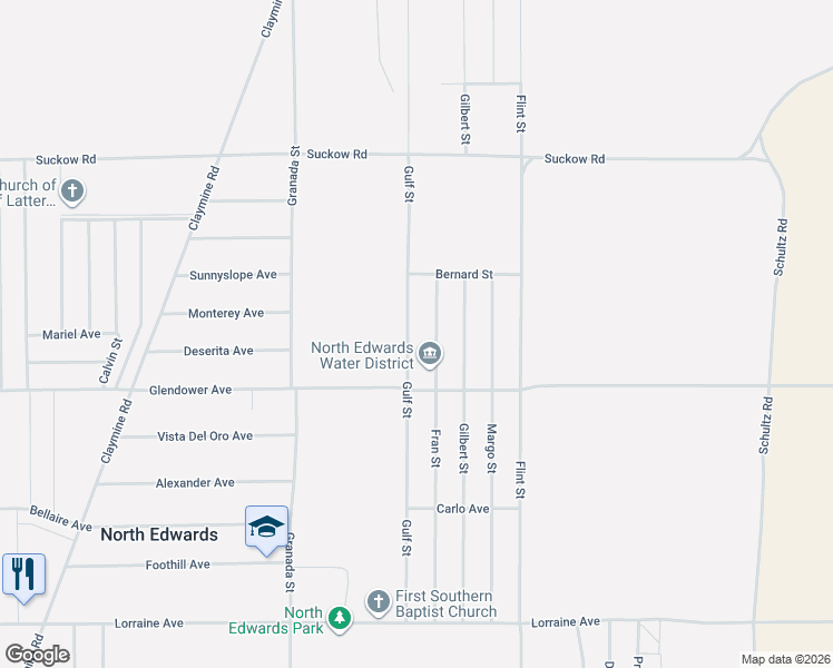 map of restaurants, bars, coffee shops, grocery stores, and more near 13596 Gulf Street in North Edwards
