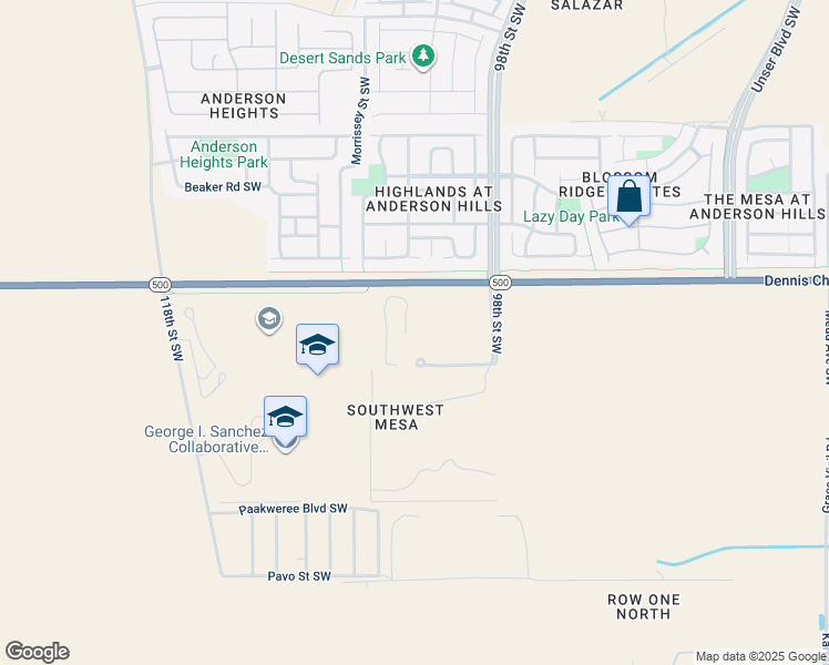 map of restaurants, bars, coffee shops, grocery stores, and more near 10800 Dennis Chavez Boulevard in Albuquerque