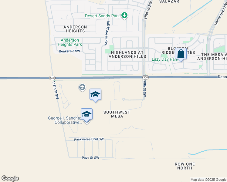 map of restaurants, bars, coffee shops, grocery stores, and more near 10012 Rio Canon Avenue Southwest in Albuquerque