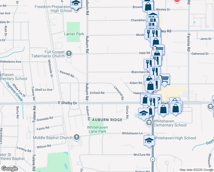 map of restaurants, bars, coffee shops, grocery stores, and more near 972 Linwood Road in Memphis