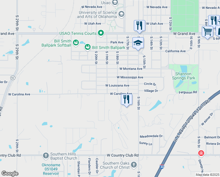 map of restaurants, bars, coffee shops, grocery stores, and more near 2616 South 18th Street in Chickasha