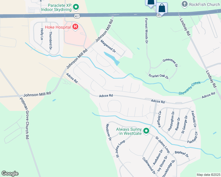 map of restaurants, bars, coffee shops, grocery stores, and more near 495 Hogart Street in Raeford