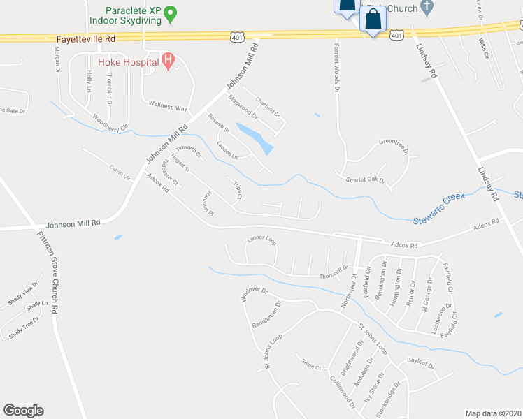 map of restaurants, bars, coffee shops, grocery stores, and more near 171 Nortsar Court in Raeford