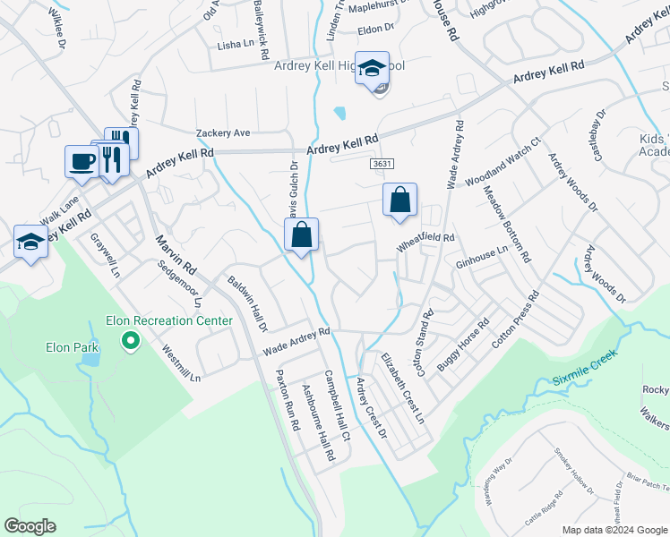 map of restaurants, bars, coffee shops, grocery stores, and more near 9916 Highlands Crossing Drive in Charlotte