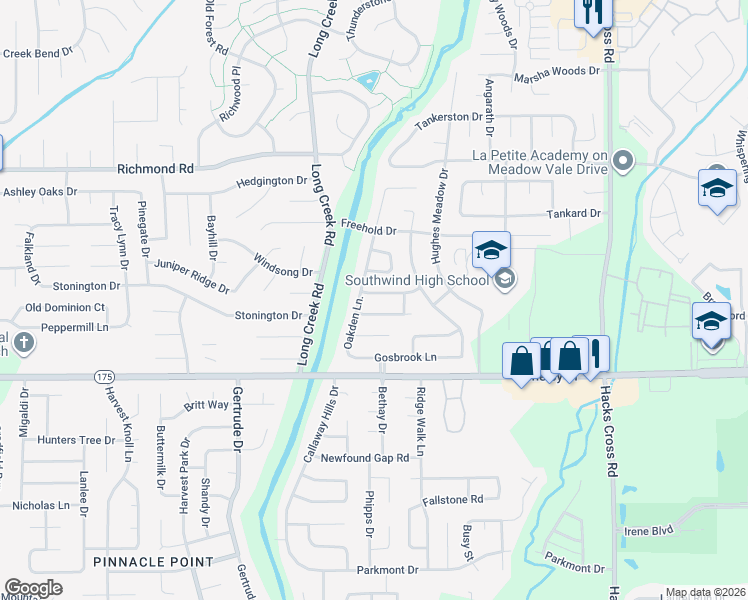 map of restaurants, bars, coffee shops, grocery stores, and more near 4573 Oakden Lane in Memphis