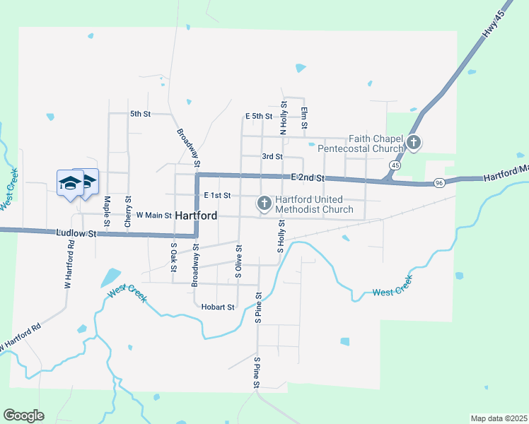 map of restaurants, bars, coffee shops, grocery stores, and more near 400 East Main Street in Hartford