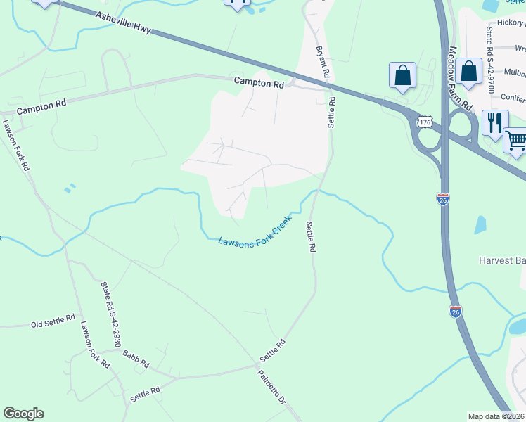 map of restaurants, bars, coffee shops, grocery stores, and more near 620 Tizian Lane in Inman