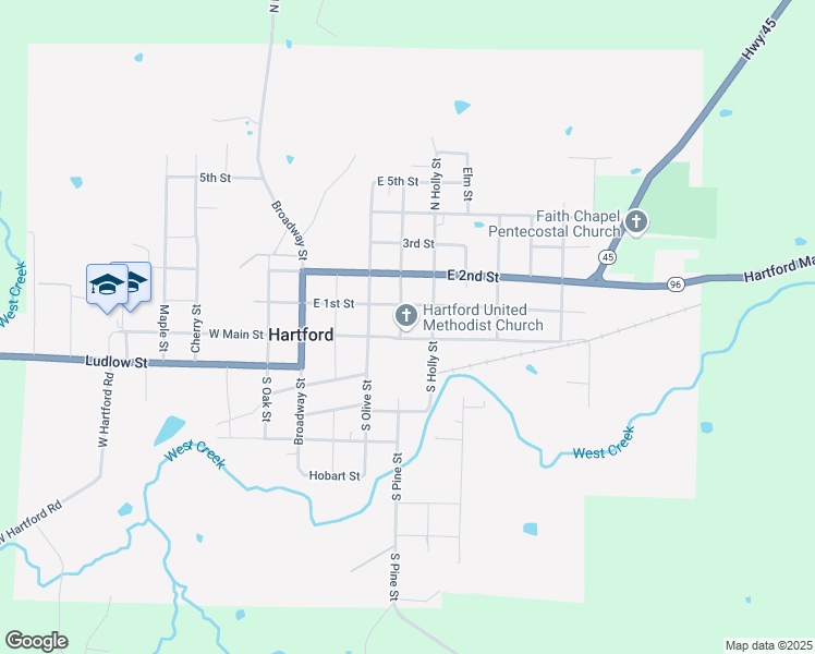 map of restaurants, bars, coffee shops, grocery stores, and more near 400 East Main Street in Hartford