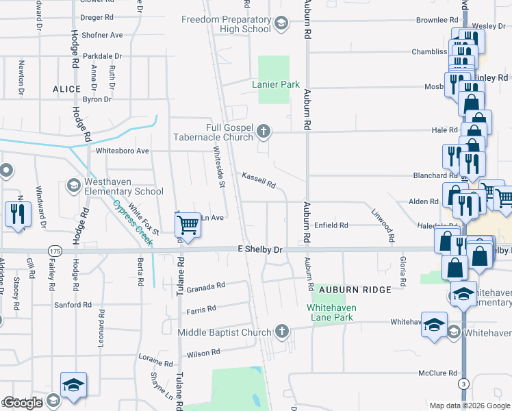 map of restaurants, bars, coffee shops, grocery stores, and more near 4576 McCorkle Road in Memphis