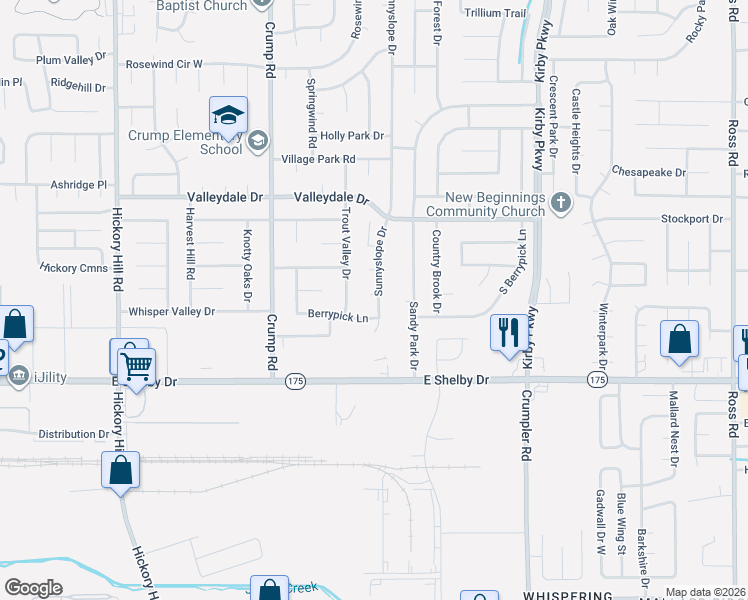 map of restaurants, bars, coffee shops, grocery stores, and more near 6230 Greenberry Hill Cove in Memphis