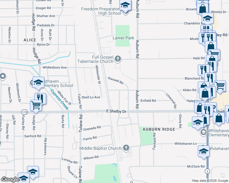map of restaurants, bars, coffee shops, grocery stores, and more near 4576 McCorkle Road in Memphis